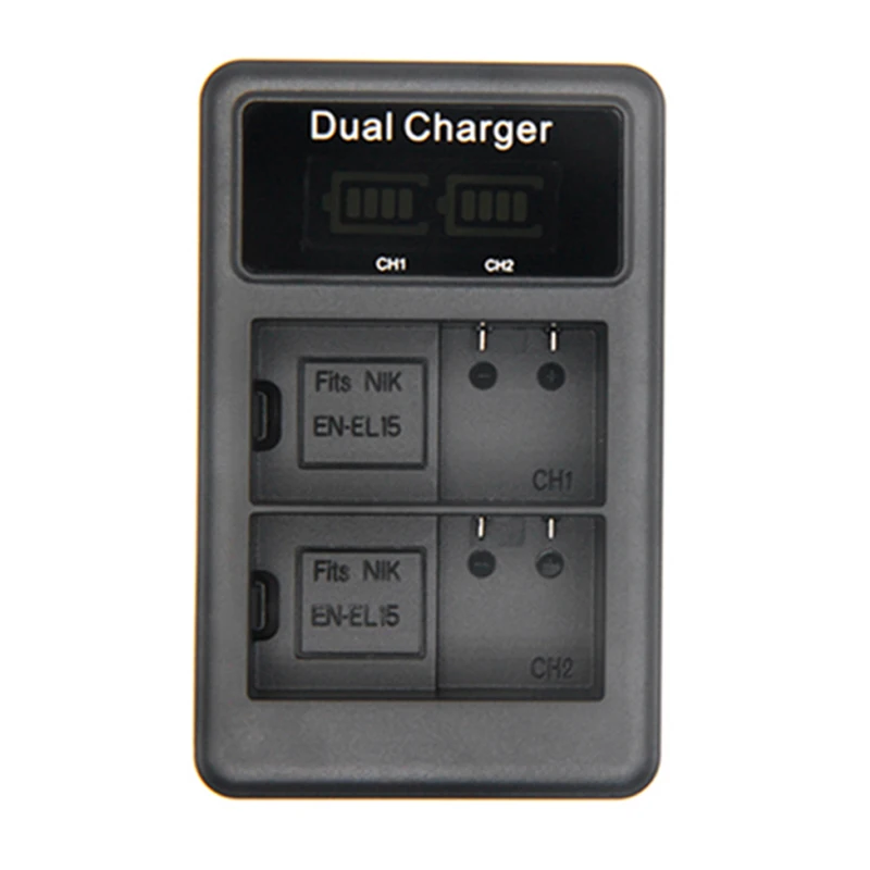 

ABHU-Lcd Dual Usb Battery Charger For En-El15 Camera Battery For 1 V1 D600 D610 D750 D800 D810 D810A Ect