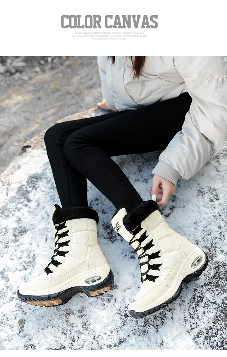 Зимние теплые ботинки женские водонепроницаемые зимние ботинки женская зимняя обувь на толстой подошве с толстым плюшем женская обувь, большой размер 42, 36-42