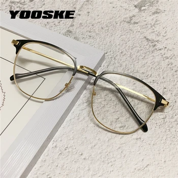 

YOOSKE Anti Blue Light Glasses Frames Men Business Computer Blocking Eyeglasses Women Half Frame Optical Spectacles Eyewear