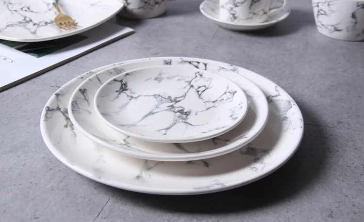 Перепелиная 10 дюймовая обеденная тарелка, наборы керамических тарелок и тарелок, Мраморная кружка/тарелка, керамическая мраморная посуда, ложка, миска, кофейный набор