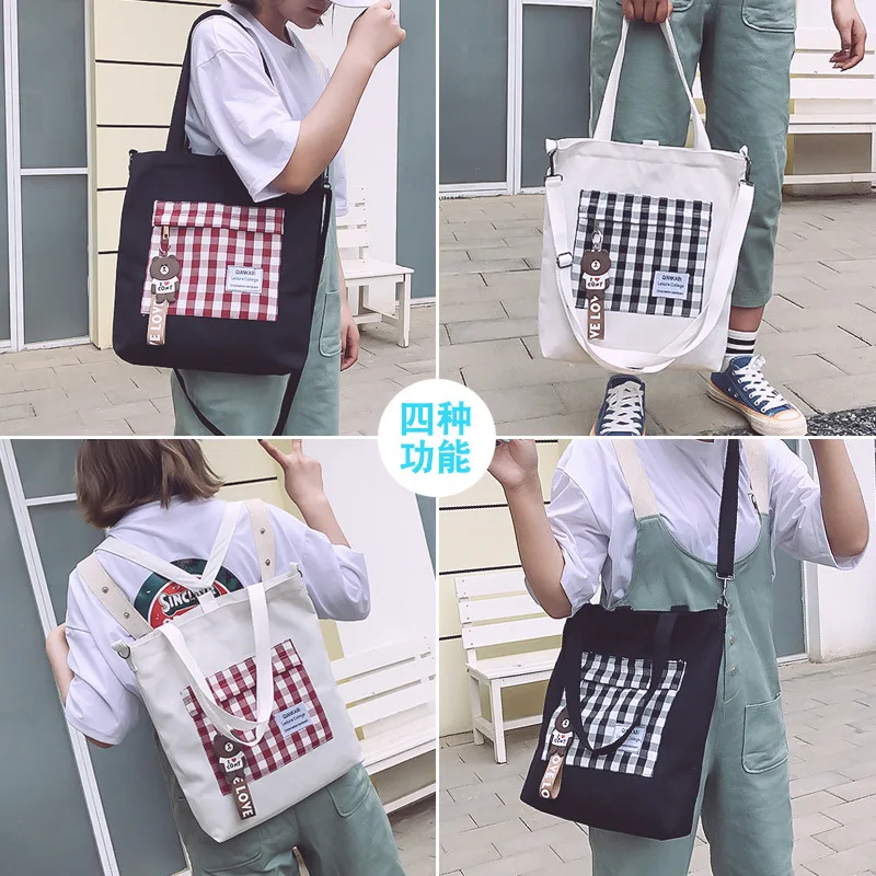 Multi-Purpose INS-Style Shoulder Canvas Bag Shoulder Women's Shoulder Korean-style Toth WOMEN'S Bag Students bu xi dai