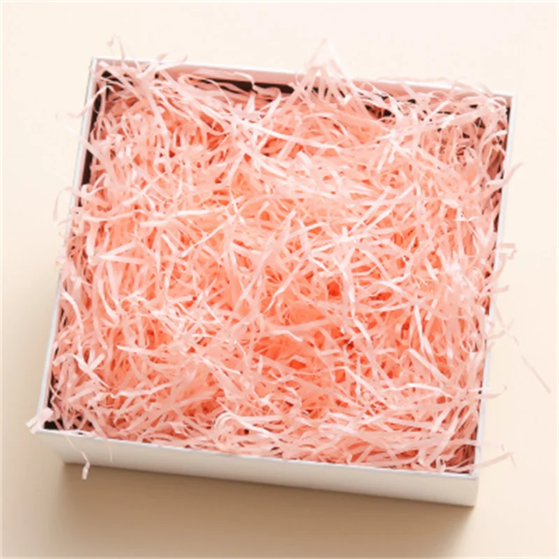 Caja de regalo de boda con purpurina y rafia de papel para manualidades, 10/20/50/100 g, caja de regalo de seda para Navidad, papel de franela rosa, suministros de decoración