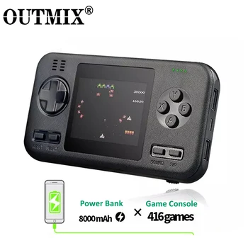 

OUTMIX Handheld Portable Retro Game Console with 8000mAh Power Bank Built-in 416 Classic Games Mini Handheld Player Video Games