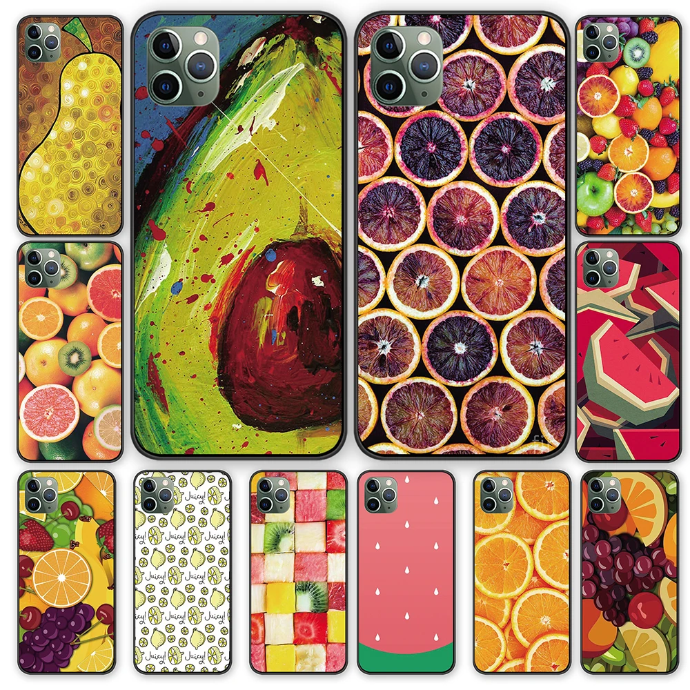 Orange Pear Juicy Lemon Fruit Black TPU Case cover For iPhone 5 5S 6 6s 7 8 Plus X XS XR 11 Pro Max | Мобильные телефоны и