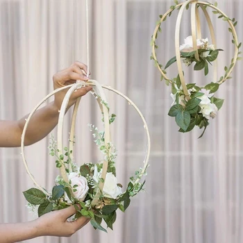 

12PCS Wooden Bamboo Dreamcatcher Rings Hoops Round for Dream Catcher Home Craft DIY,Party Decoration