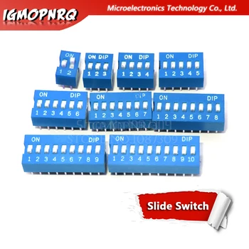 

10PCS Slide Type Switch Module 1 2 3 4 5 6 7 8 9 10 12 Bit 2.54mm Position Way DIP Blue Pitch Toggle Switch Blue Snap Switch