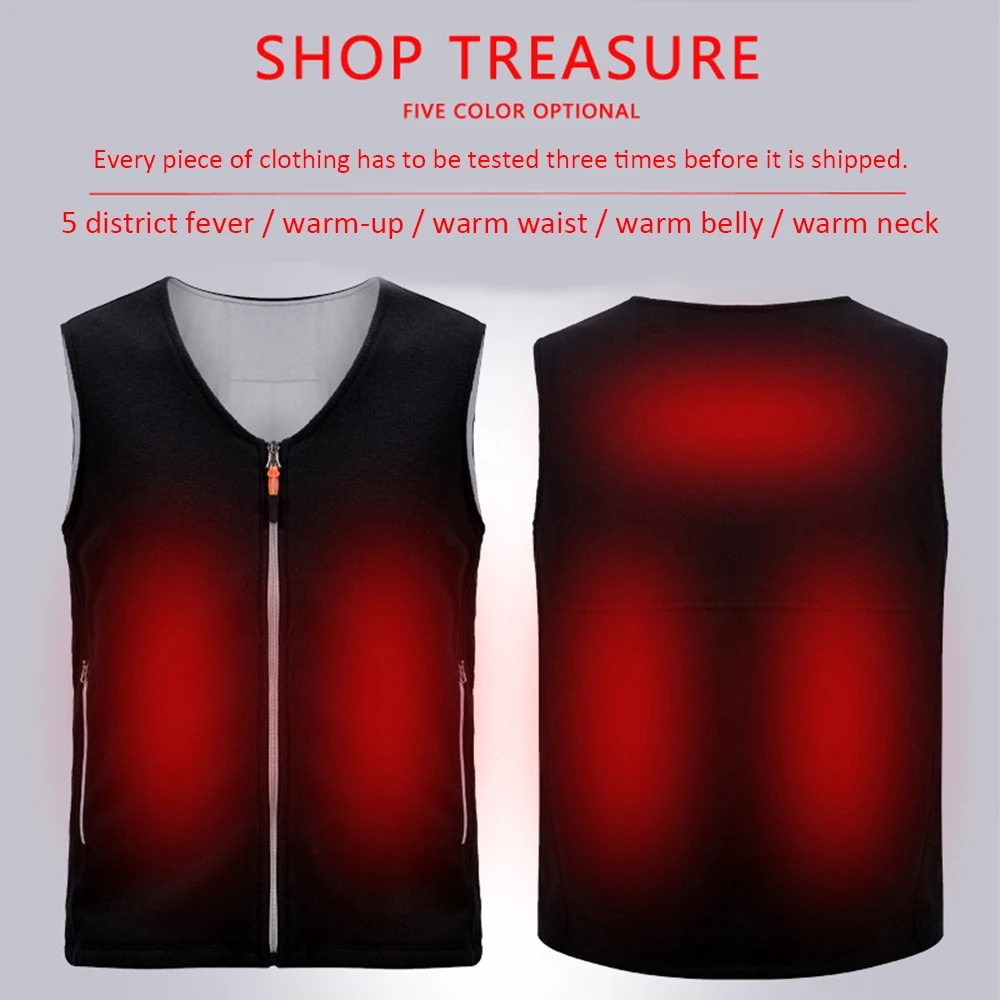 

Outdoor USB Charging Heating Vest Infrared Heated Vest Jacket Winter Flexible Electric Thermal Waistcoat Fishing Hiking Dropship