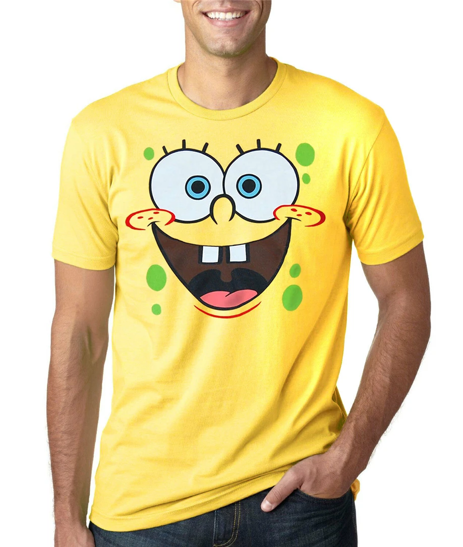 

Spongebob Face Adult T-Shirt New Free Shipping Light Tee Shirt