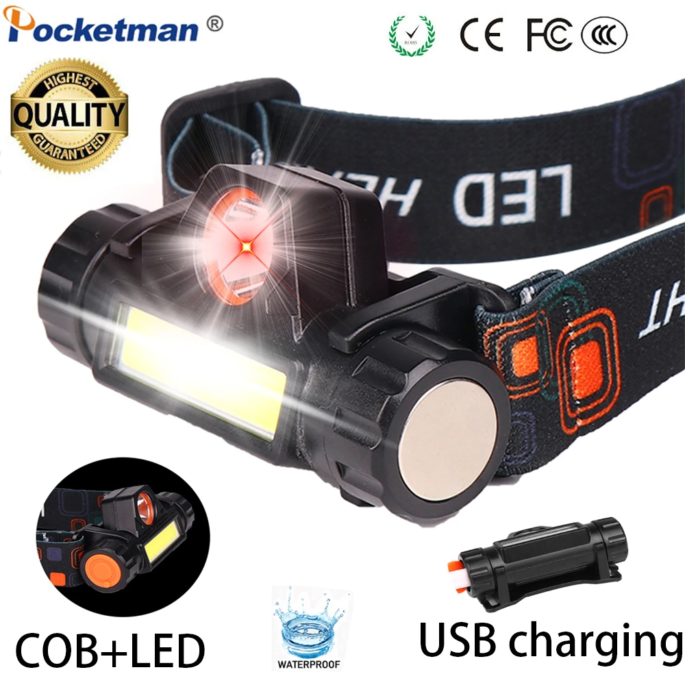 LED Head Torch USB Rechargeable Super Bright Waterproof Headlamp Headlight