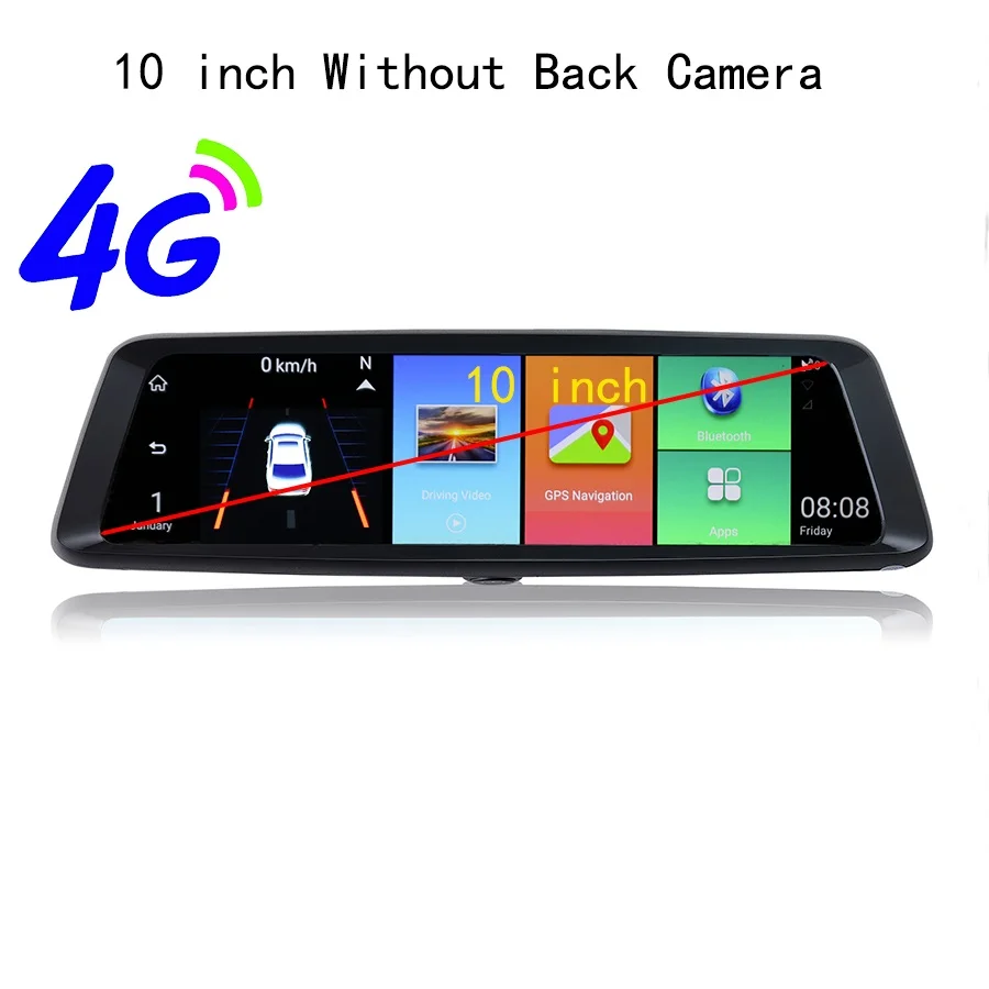 10 inch No Camera Udricare 4G sim-карта Android Смарт зеркало заднего вида двойной объектив DVR gps навигация мобильный телефон пульт дистанционного управления видеомагнитофон - Название цвета: 10 inch No Camera
