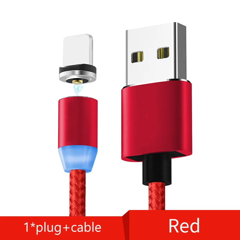 1 Plug 1 Cable Red Магнитный кабель usb type C и Micro USB кабель для samsung Xiaomi huawei Магнитный зарядный телефонный кабель - Цвет: 1 Plug 1 Cable Red