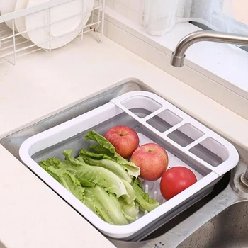 

Plastic Dish Drying Rack Over The Sink Dish Drainer Fruit Vegetable Washing Sink Drain Basket Kitchen Sink Rack Shelf