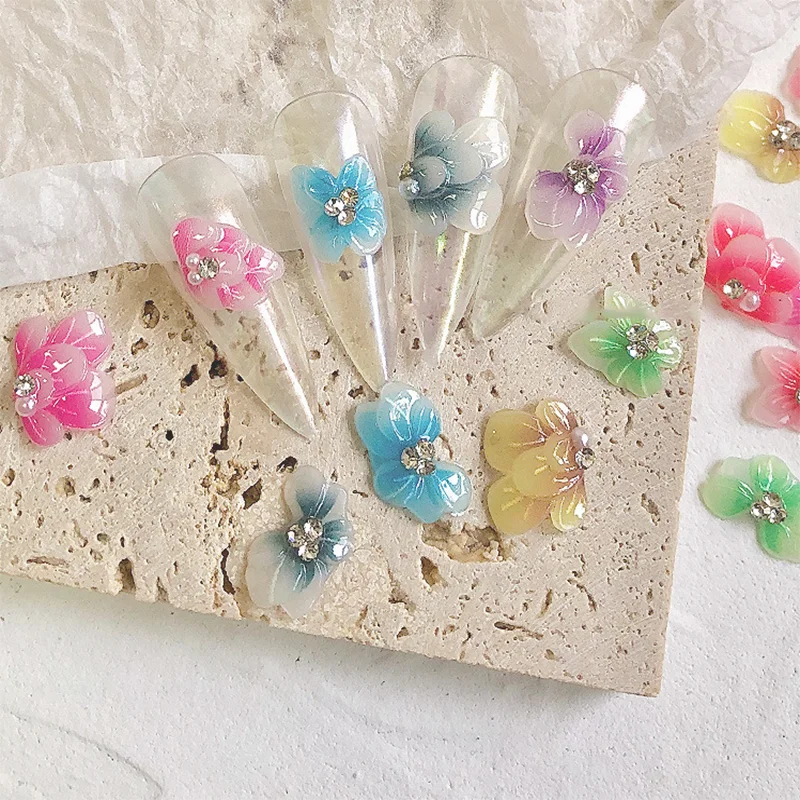 

20PCS Trendy Acrylic Flowers Nail Art Decoration Accessories 3D Nail Art Rhinestones Nail Charms Acrylic Bowknot Alloy