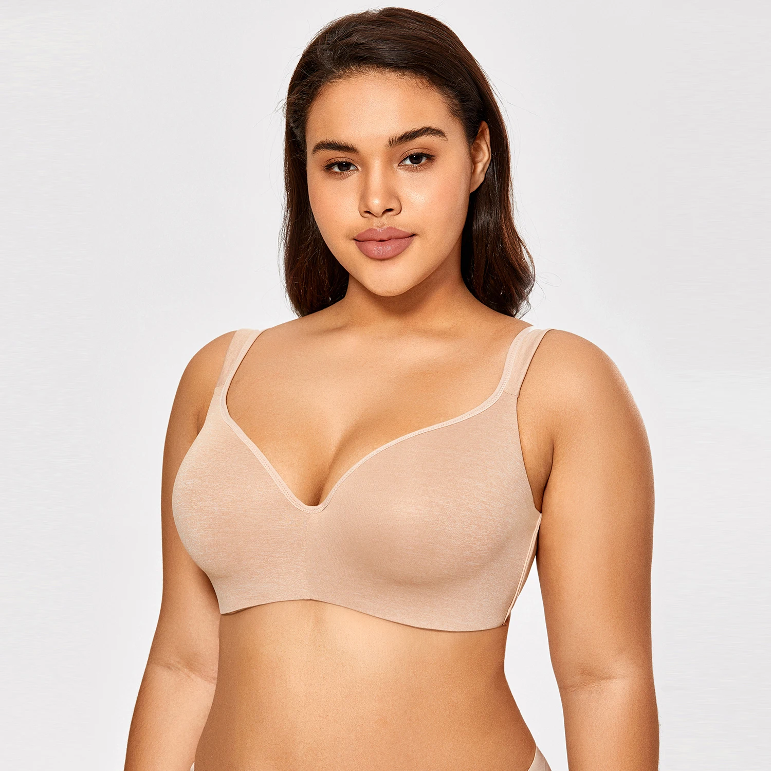 Women's Smooth Underwire Balconette T-Shirt Push Up Bra Plus Size Full Figure Side Support Contour Seamless Bras For Women