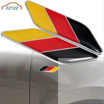 

ZZTZZ 2Pcs/Pair 3D Metal German Flag Car Body Side Rear Trunk Emblem Badge for Universal Cars Moto Bike Decorative