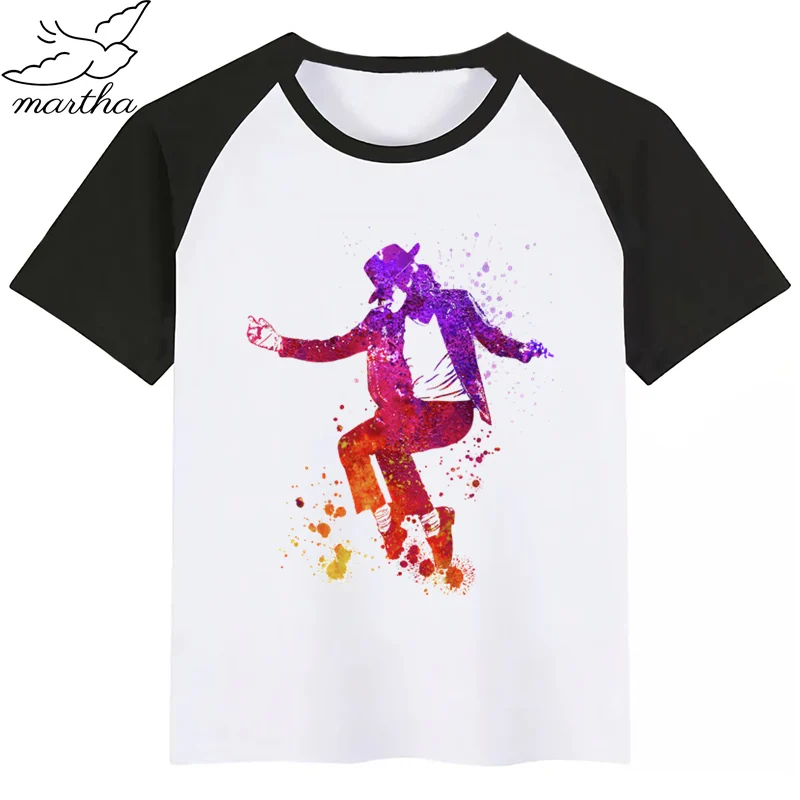 Майкл Джексон MJ The King of The Pop/футболка для маленьких мальчиков и девочек топ для маленьких мальчиков, Детская футболка с принтом, Забавные футболки Летние футболки с короткими рукавами