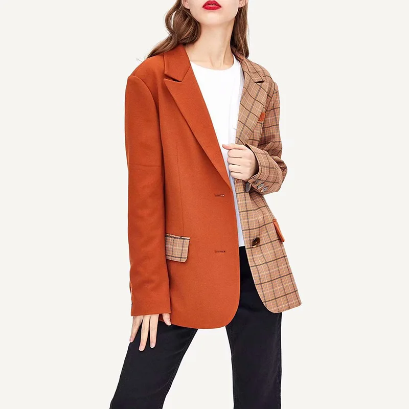 Heydress женские пестрые пиджаки с длинными рукавами винтажные клетчатые женские свободные блейзеры Повседневная Уличная одежда женские однобортные Пиджаки