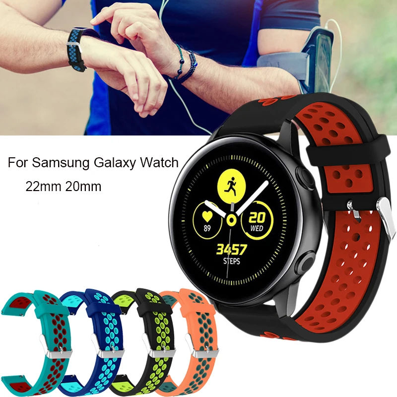 22 20 мм силиконовый спортивный ремешок для Samsung gear S3 S2 Galaxy Watch Frontier huawei GT 2 46 42 amazfit gtr