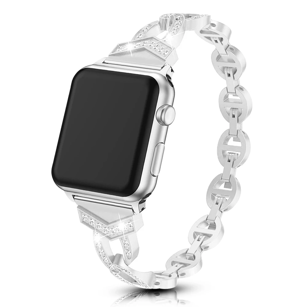 Металлический браслет для Apple Watch SE Band Series 6 5 4 3 2 1 модный бриллиантовый ремешок iWatch