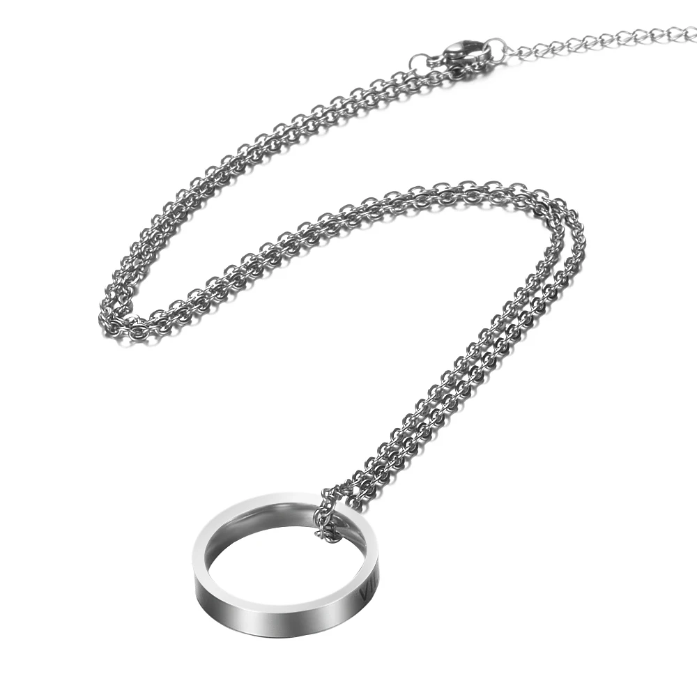 Заказное кольцо из нержавеющей стали с лазерной гравировкой и цепочкой, юбилейное серебряное/золотое/черное кольцо 4 мм ширина, ювелирное изделие для влюбленных, подарок SL-135 - Цвет основного камня: silver ring chain
