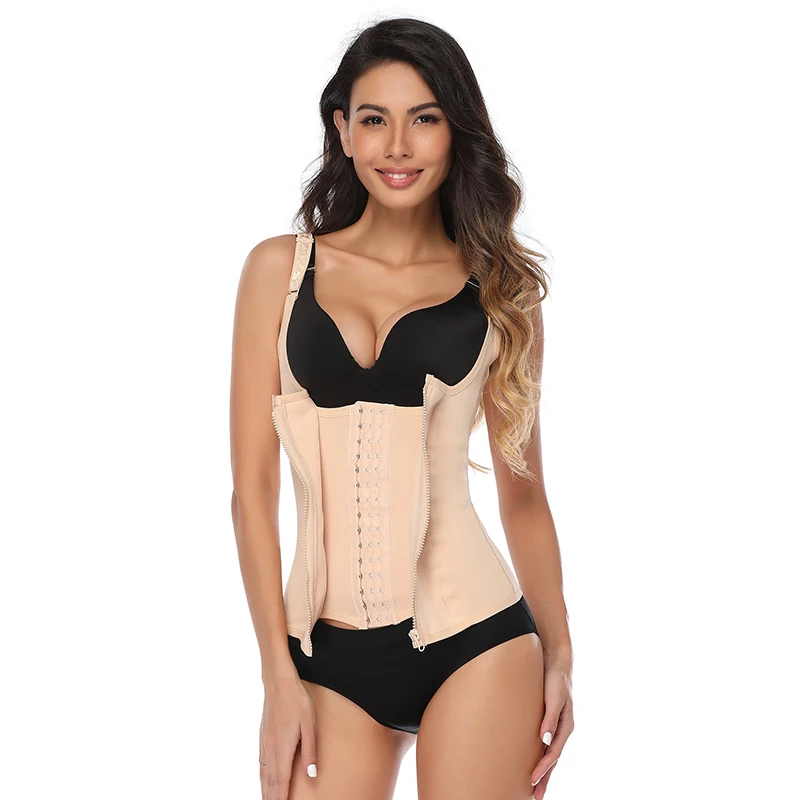 Women Waist Trainer Vest Tummy Belly Girdle Body Shaper Waist Cincher Corset Adjustable Strap Zipper Hook Plus Size Shaperwear assets by spanx