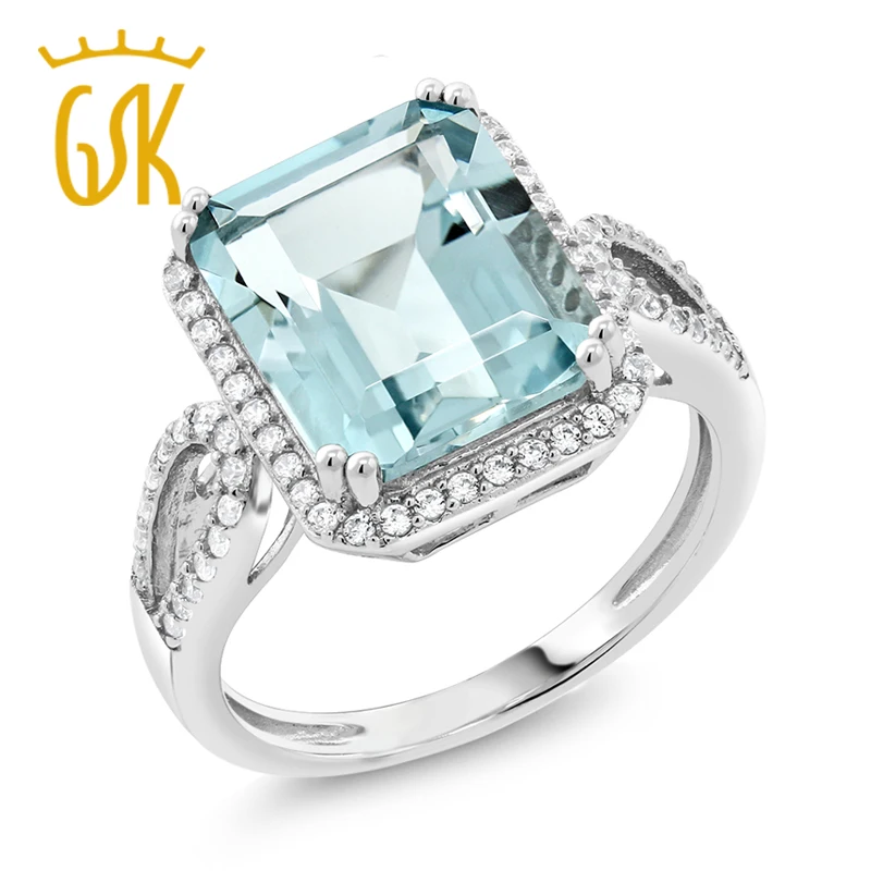 GemStoneKing 5,00 карат восьмиугольная огранка имитация аквамарина кольцо 925 пробы Серебряное античное Женское Обручальное Кольцо