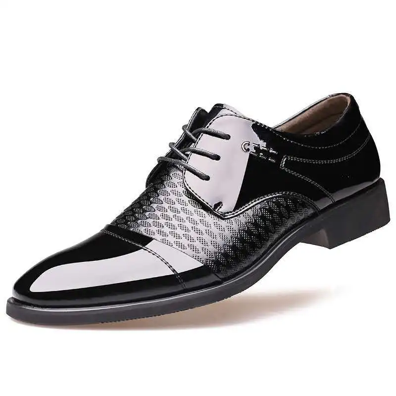 

shoes men Black Dress Shoes Leather pointed Toe Metalic Slip On Business Men Shoes for Wedding Party Zapatos Hombre Wedding new