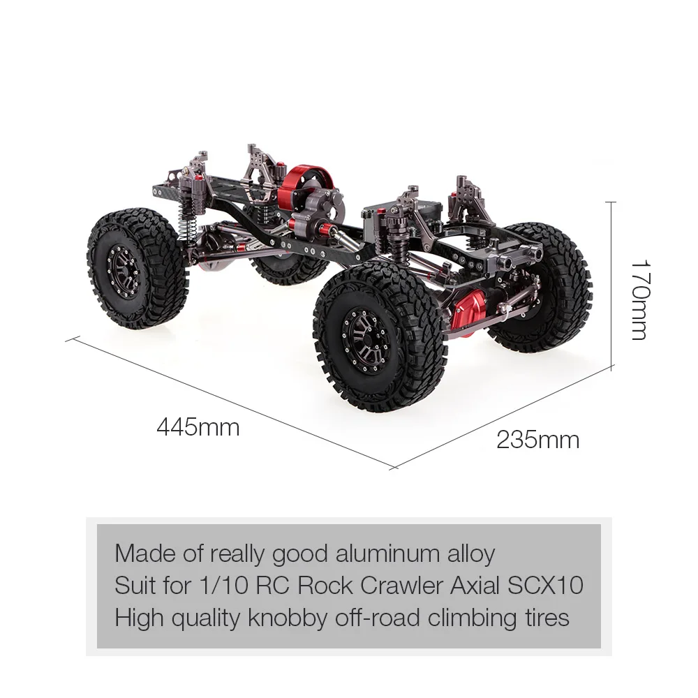 1/10 крутая гоночная CNC алюминиевая и углеродная рама осевая SCX10 шасси 313 мм Колесная база металл