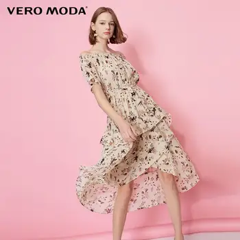 

Vero Moda Women's Printed Ruffled Hemline Off-the-shoulder Chiffon Dress | 31927B533