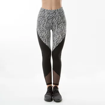 

Spring and Summer Hot Zebra Pattern Leggings Mesh Stitching Sports Trousers Pantalones Mujer Sweatpants Women Pants