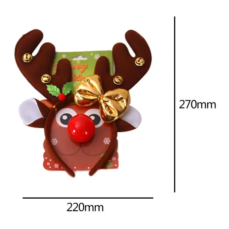 Обруч для волос с оленьими рогами с красным носом фланелет обруч для волос милые рождественские украшения украшение головы для детей Gfits - Цвет: A