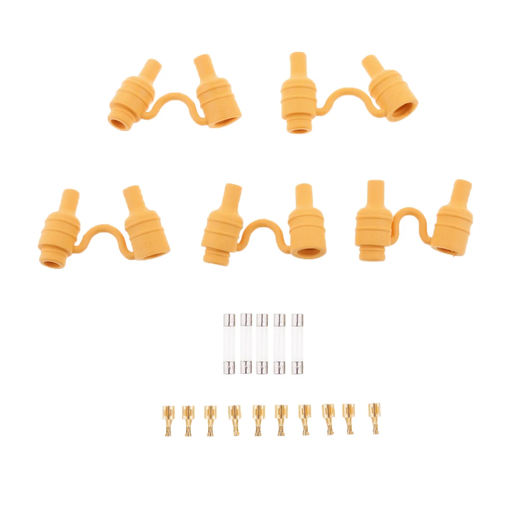 5 Sets AGC 6X30mm Glass Tube Fuse Holder Kit Waterproof Good Sealing