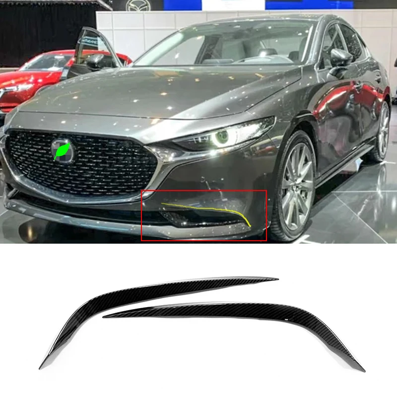 

For Mazda 3 Axela 2019 2020 ABS Carbon fibre Car front fog lamp eyebrow Decoration Cover Trim Sticker car styling accessories
