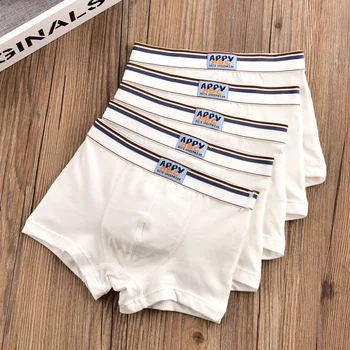 

5Pcs/lot Kids Boxers Boy Solid White Color Teen Panties Toddler Baby Shorts Teenage School Boys Underwear Children Clothes 3-14T