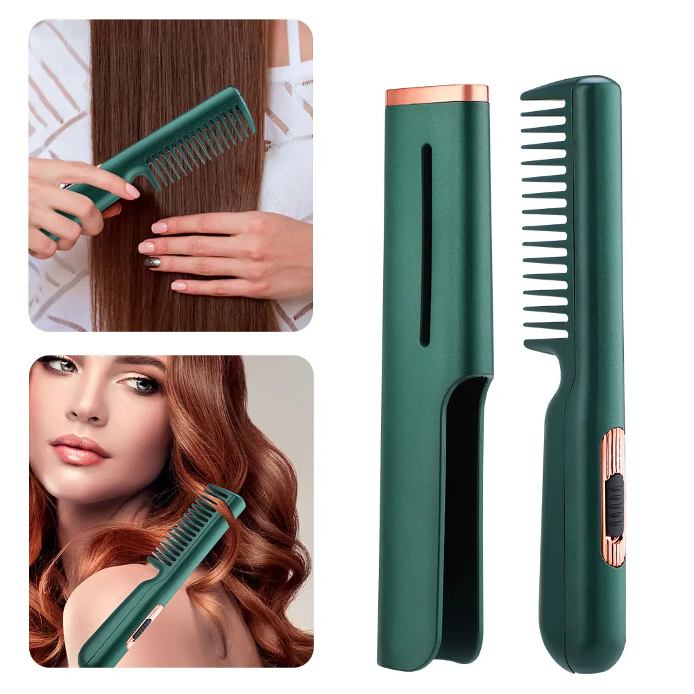 Electric Hair Comb 2 In 1 Straightener Curler Fast Heating Hair Beard