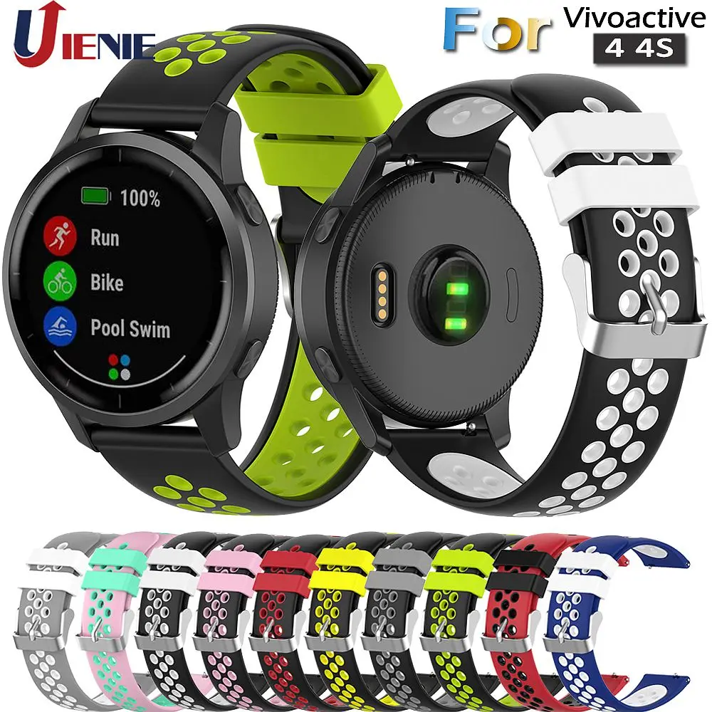 Силиконовый ремешок для наручных часов Garmin Vivoactive 4 4s умный Браслет спортивный Galaxy