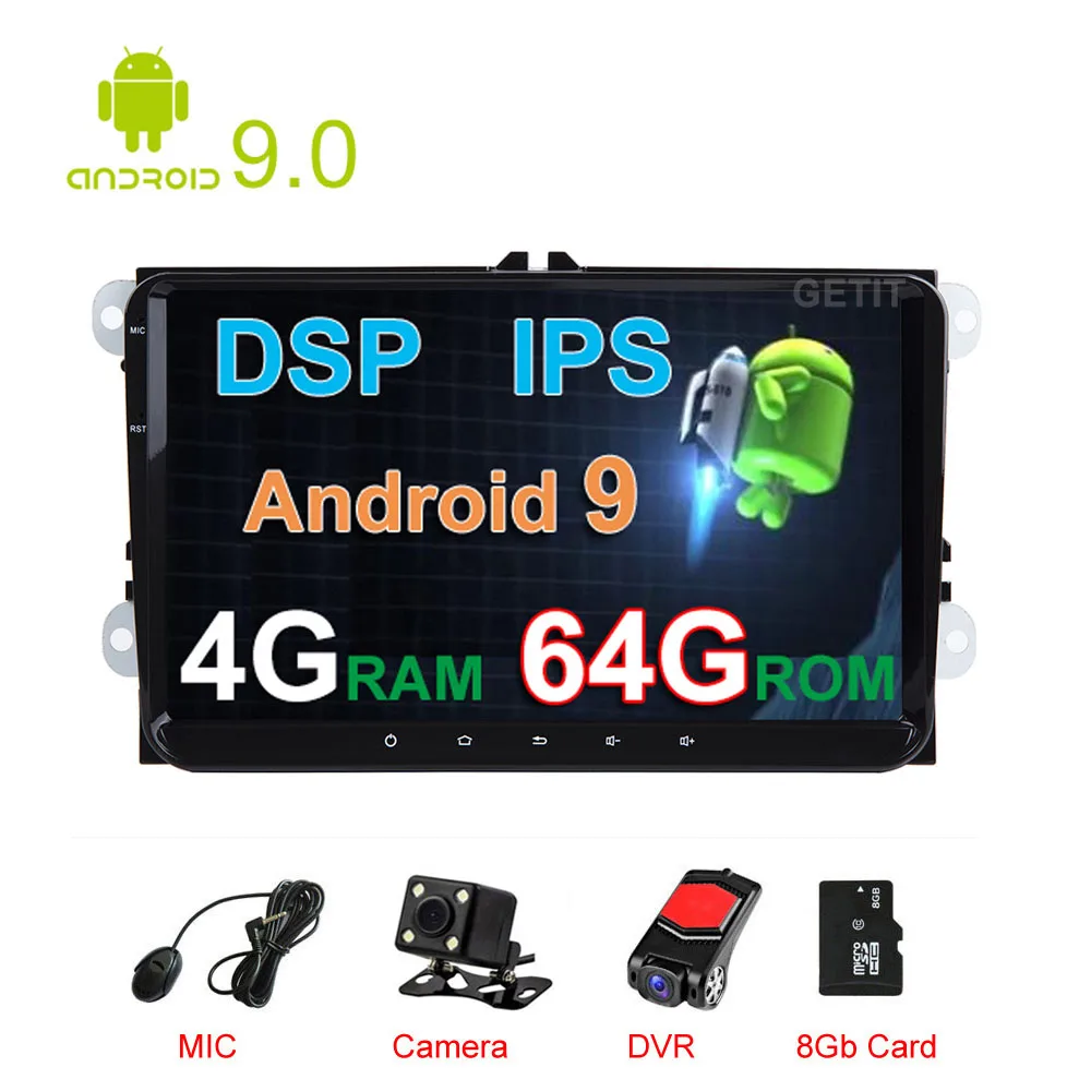 

DSP 64G Car GPS Stereo Multimedia Radio Android 9 for VW PASSAT CC Jetta Golf 5 6 Tiguan polo Leon Toledo Touran Caddy EOS
