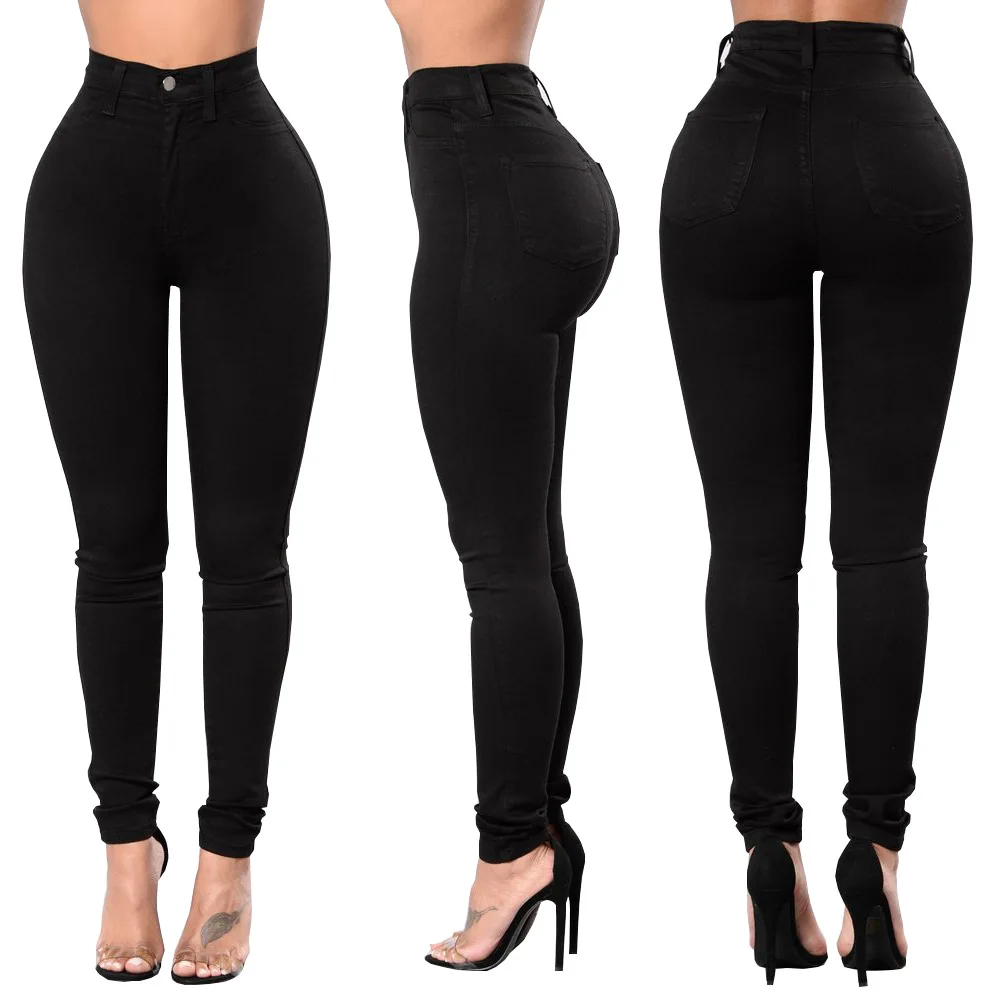 Джинсы женские черные на молнии длинные порванные 2019|black woman jeans|jeans for womenwomen jeans |