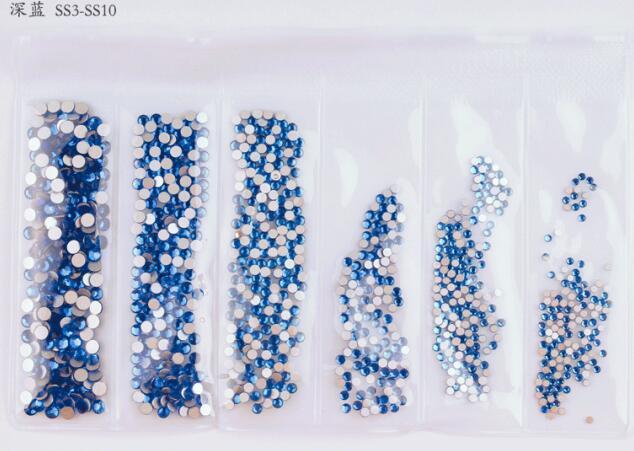 Colors Nail Rhinestones 1 Pack 1 Bag about 1440 PCS Mixed Size Round Flat-back AB Crystal/Rhinestone