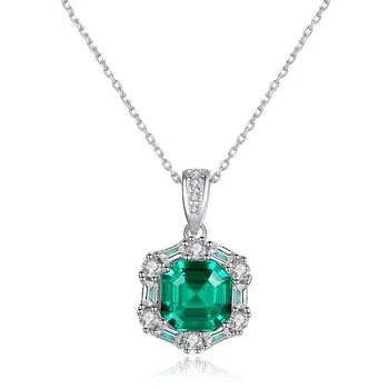 

New Brand Style S925 Sterling Silver pendant Colorful Treasure Necklace Emerald Silver necklace for women silver 925 sterling