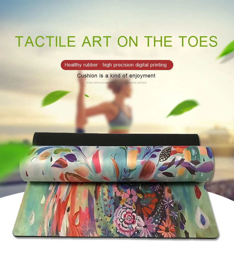 3.5mm rubber yoga mat and art print yoga fitness mat Painted fawn suede rubber mat