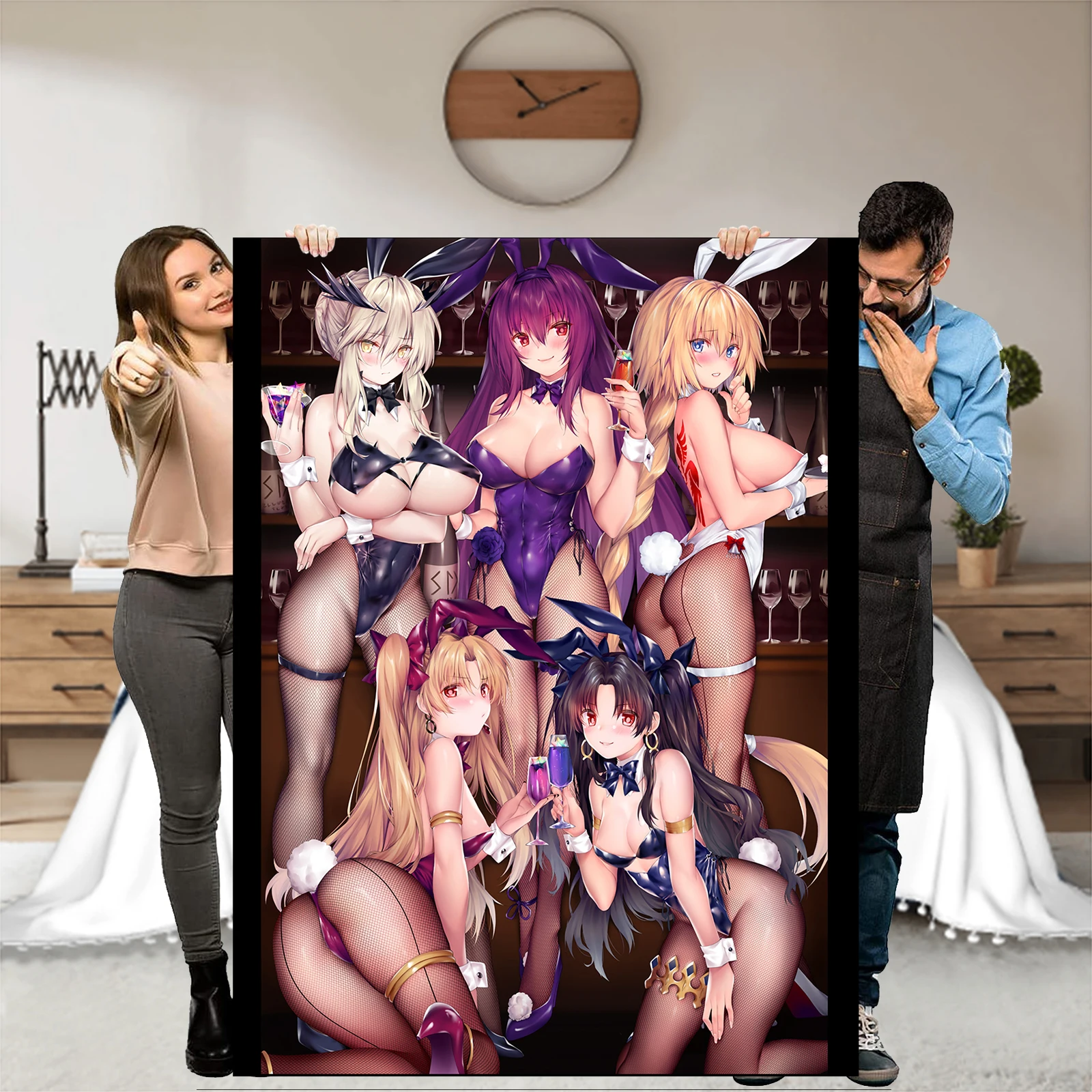 

Fate Grand Order Poster Blanket FGO Artist CG Throw Doujinshi Poster Blankets Hentai Anime Sexy Doujin Flannel Fleece Throws