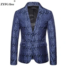 ZYFG free мужские цветочные костюмы с вышивкой и блейзеры Cashew цветочный узор вышивка костюм пальто с двумя пряжками дизайн ЕС размер куртка