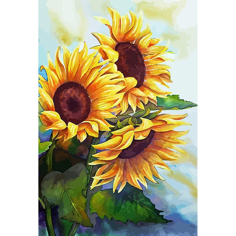 DIY 5D алмазное Рисование Подсолнечник полный набор для рисования с круглыми камнями и полотном с вышитыми цветами пейзаж мозаика крестиком Наборы Стразы домашний декор - Цвет: White