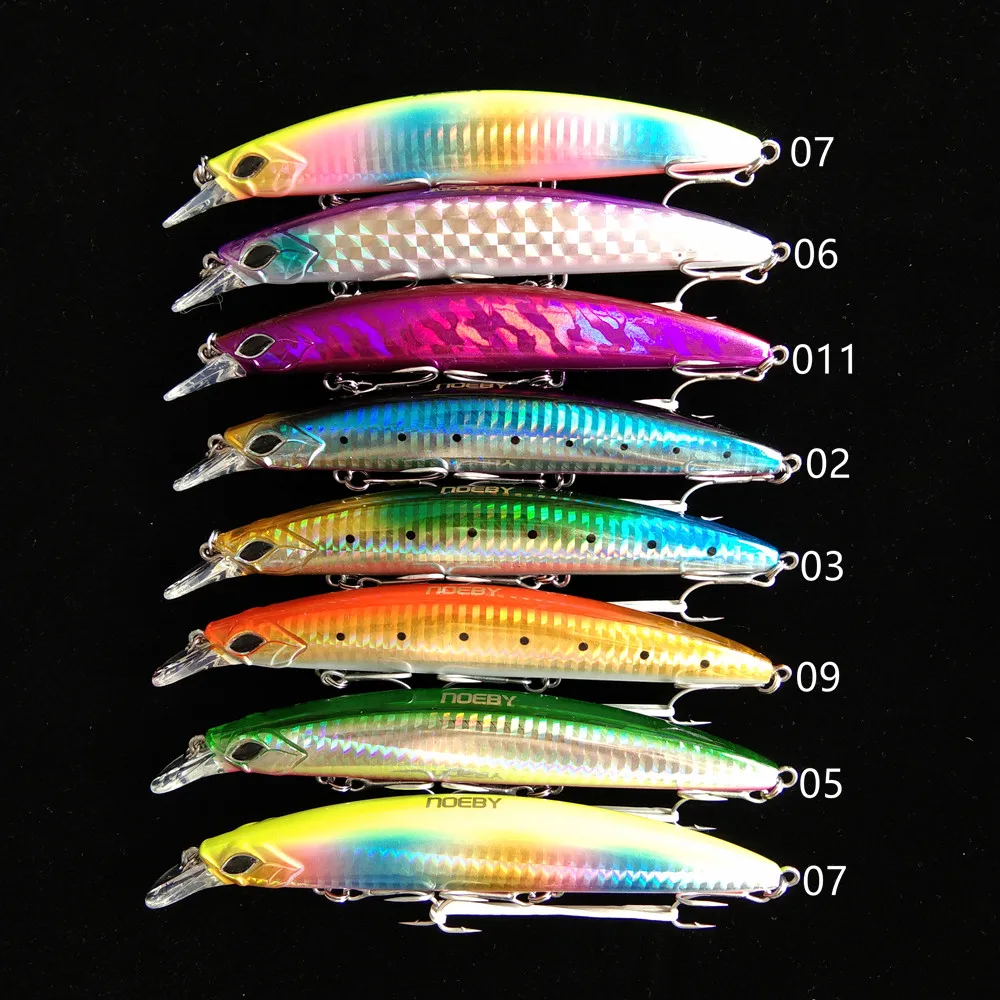 Noeby 8pcs 13cm 23g Floating Minnow Fishing Lure Set Jerkbait 9498 Fishing Wobblers Swimbait Sea Bass Lure Crankbait