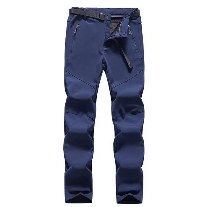 Mens Warm Windproof Outdoor Ski Mountaineering Thicken Pants Pocket Casual, Sport Solid Middle Waist Zipper