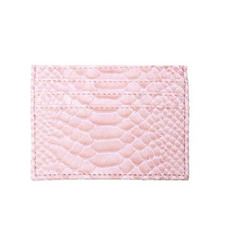 Snake Pink Женский тонкий Чехол-держатель для карт из страусиной кожи с 6 отделениями для карт - Цвет: Snake Pink