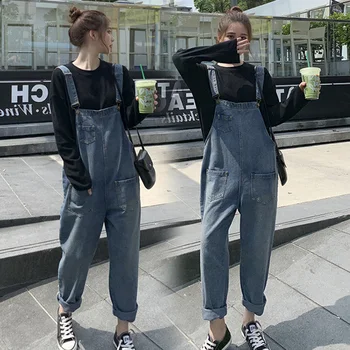 

3319# Autumn Denim Maternity Jeans Plus Size Loose Jumpsuits Clothes for Pregnant Women Adjustable Pregnancy Bib Pants