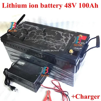

lithium ion battery 48V 100AH li ion battery With BMS for 4000W scooter boat inverter Solar energy storage +10A charger