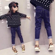 Childrenswear Spring And Autumn New Products GIRL'S Jeans Big Boy Korean-style GIRL'S Solid Color Joint Jeans Fashion Crawl